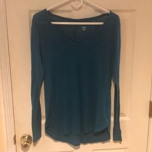 Linen blend blue sweater top